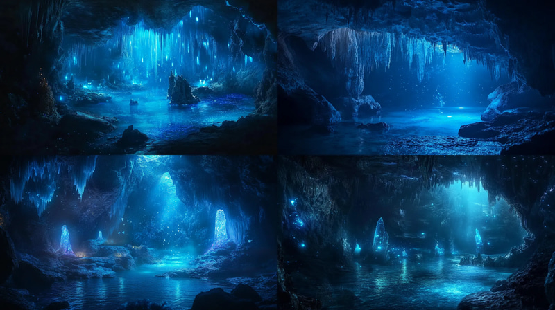 Lumen Grotto Bioluminescent Cavern - Immersive Digital Underwater Environment Art for Creators and Studios