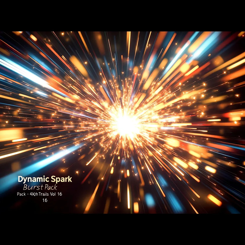 Dynamic Spark Burst Pack - 4K Light Trails Vol 16 - Cinematic Motion Graphics Overlays for Creative Video Projects
