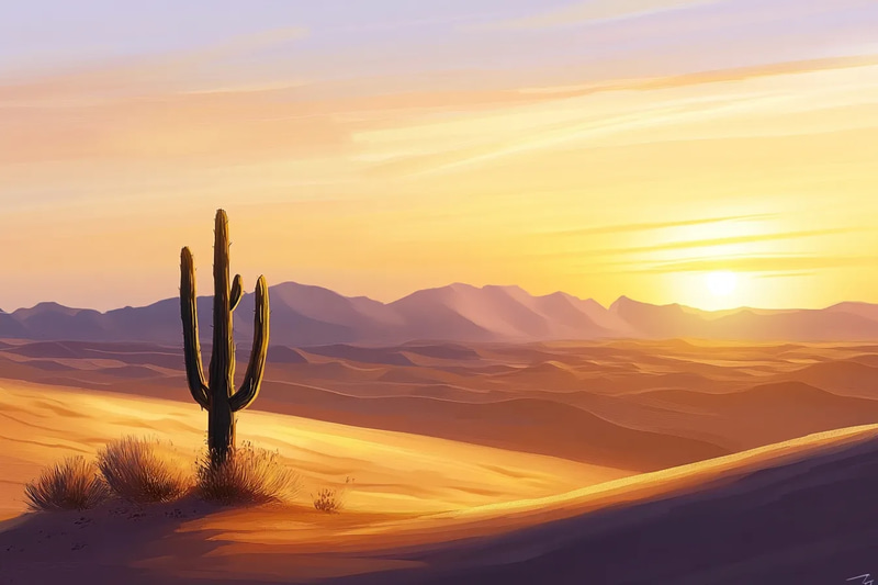 Desert Landscape Wall Art - Serene Canvas Print for Calming Home and Office Decor