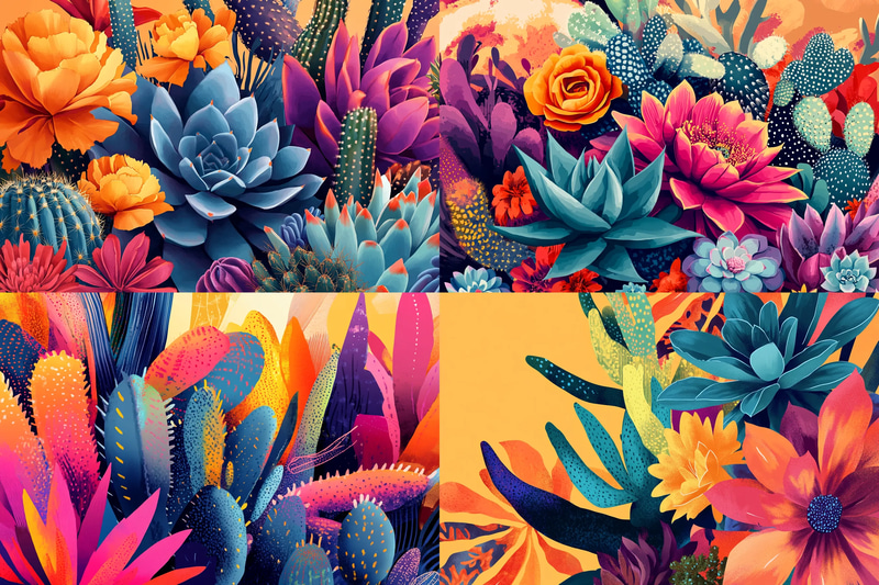Vibrant Modern Botanical Interpretation - Digital Art for Contemporary Home Décor and Creative Spaces