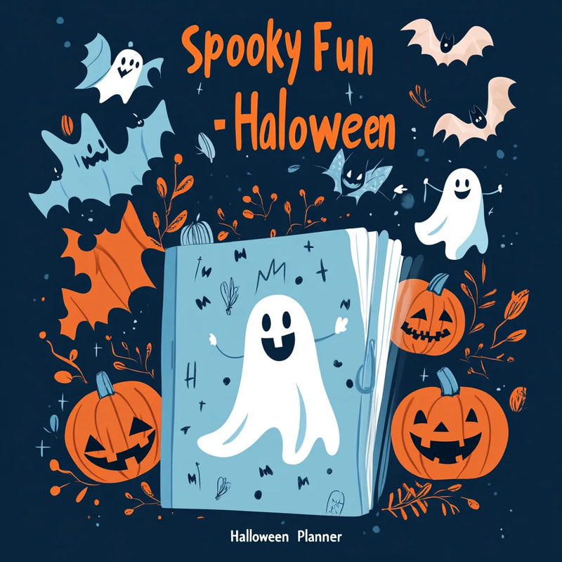 Spooky Fun Blue-Orange Halloween Planner - Vibrant Seasonal Goal Organizer for Personal & Creative Use