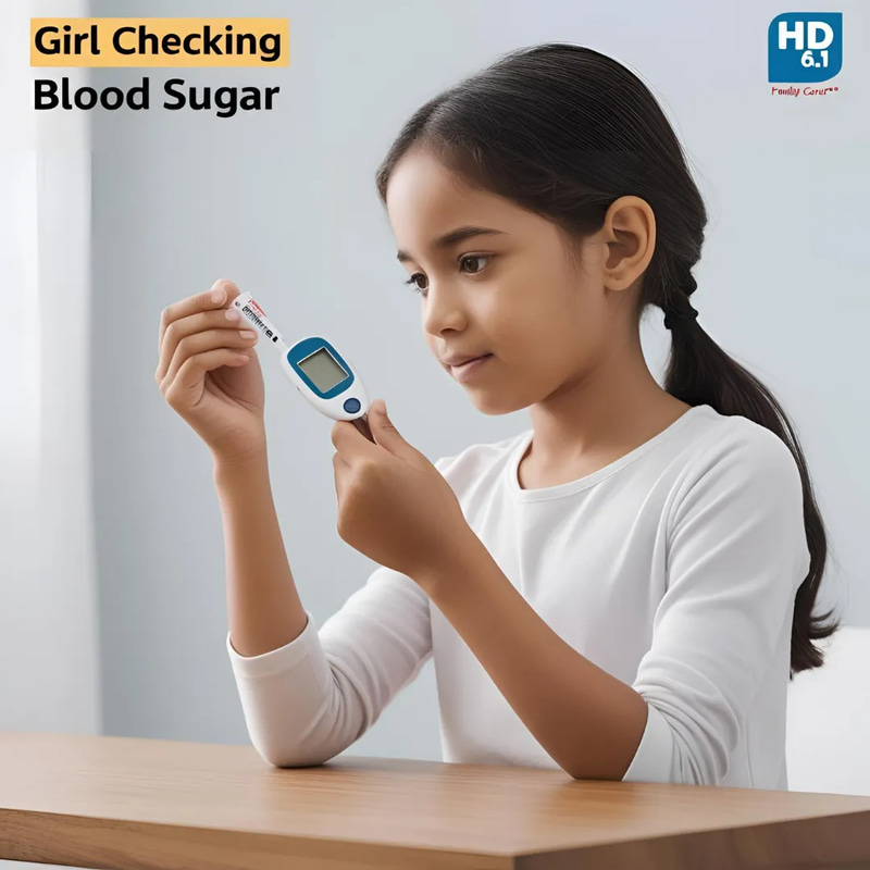 Girl Checking Blood Sugar - Cinematic Educational Medical Stock Video for Health Awareness and Instructional Use