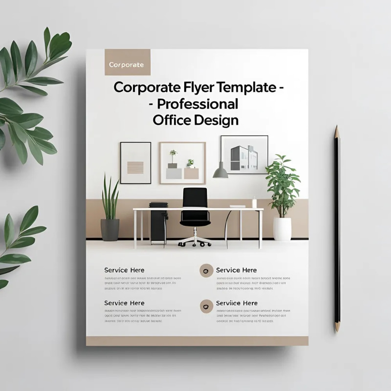 Corporate Flyer Template - Professional Office Design - Sleek Marketing Brochure for Business Promotion and Brand Impact