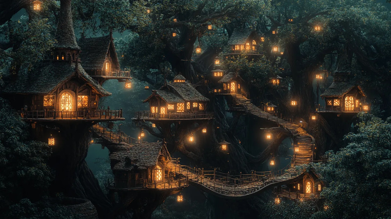 Elderroot Canopy Sylvan Treehaven - Fantasy Environment Art for Immersive Visual Storytelling and Game Design