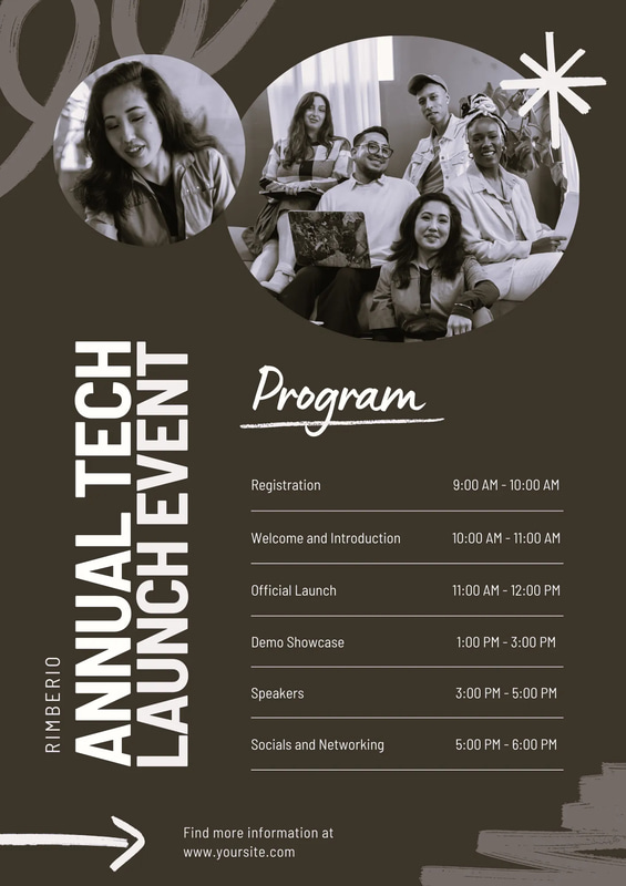 Purple Yellow Tech Launch Event Program - Dynamic Corporate Social Event Presentation Templates for Business Success