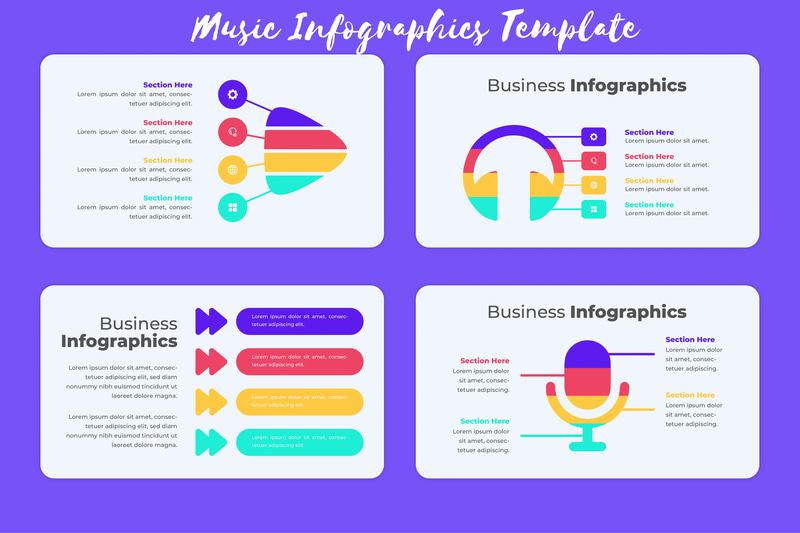 Music Infographics Template Set - Creative Studio-Quality Charts for Engaging Music Data Presentations
