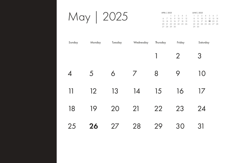2025 Calendar Clean Minimalist Wall Planner - Sleek Editable Marketing Template for Professional Campaigns