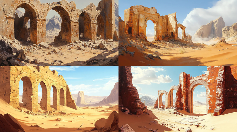 Ancient Desert Landscape - Immersive Verdant Horizon Studio Desert Scenery for Artistic Prints and Creative Projects