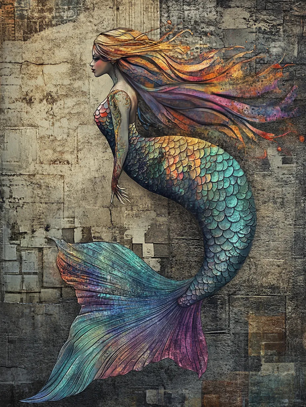 Mystical Mermaid Graffiti Art - Vibrant Urban Character Graffiti for Street Artists and Visual Creators