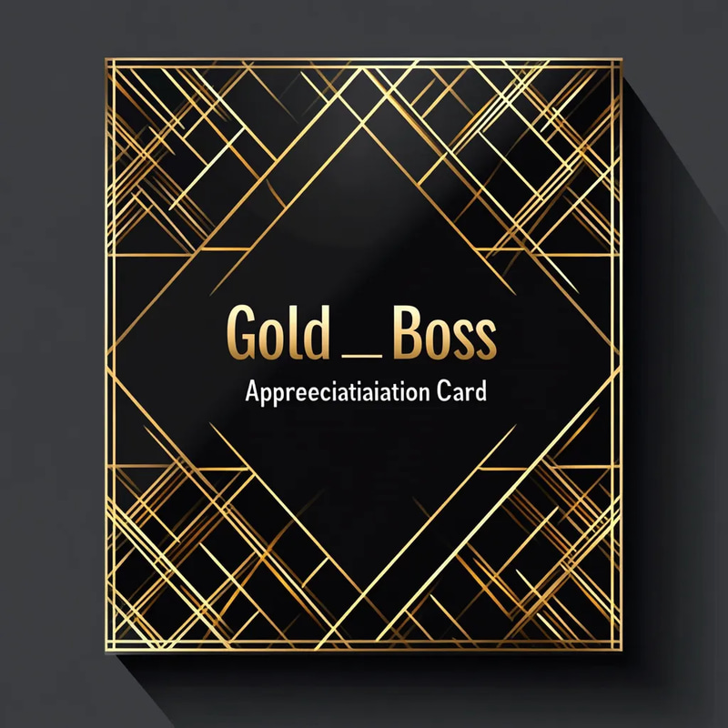Black Gold Geometric Boss Appreciation Card - Elegant Corporate Gratitude Card for Professional Leadership Recognition