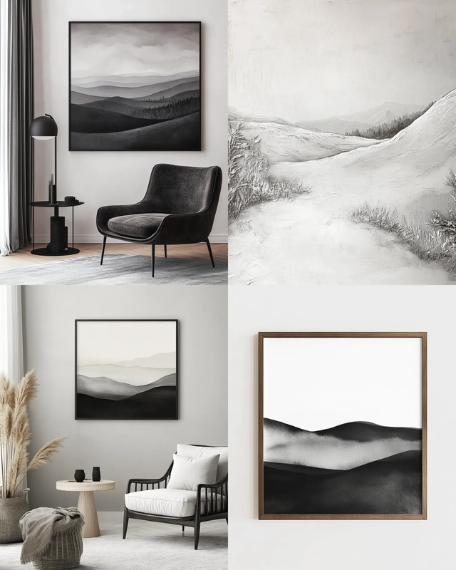 Monochromatic Landscape Modern Minimalist Touch - Contemporary Wall Art for Stylish Interiors and Calm Spaces