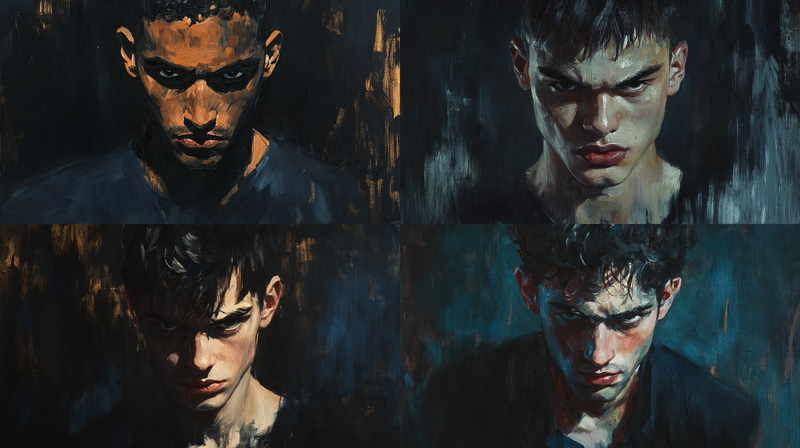 Determined Young Man Portrait Art - Timeless Canvas Portrait for Emotional and Inspirational Spaces