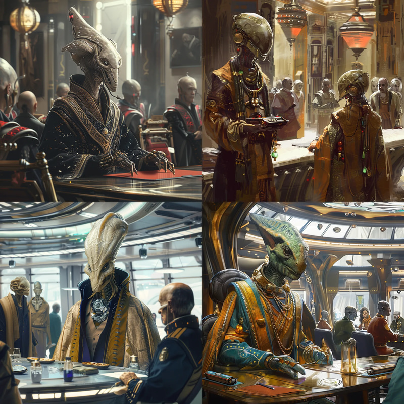 Xeno Ambassador Cosmic Envoy Concept Art - Futuristic Sci-Fi Character Design for Creators and Storytelling