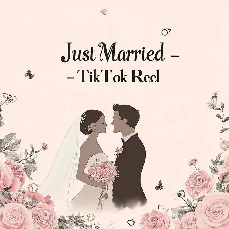 Just Married - TikTok Reel - Trendy Social Media Template for Engaging Wedding Content Creators