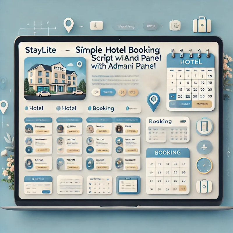 StayLite Simple Hotel Booking PHP Script with Admin Panel - Streamlined Web App for Efficient Hospitality Management
