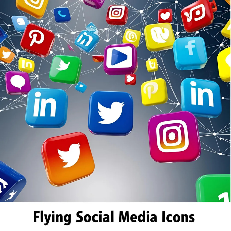 Flying Social Media Icons - Dynamic Stock Video for Business & Technology Branding