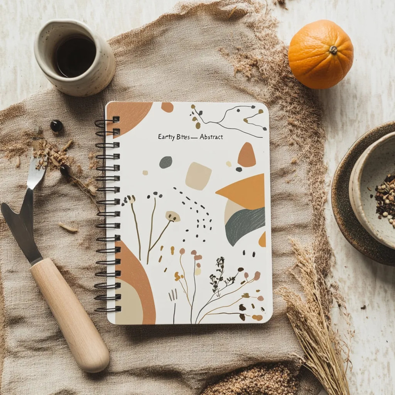 Earthy Bites Abstract Daily Meal Planner - Stylish Nutrition Organizer for Health-Conscious Meal Planning