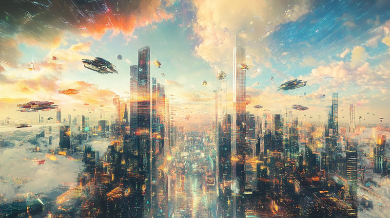 Sprawling Futuristic Metropolis - Expansive Sci-Fi Cityscape Art for Visionary Creators and Digital Dreamers