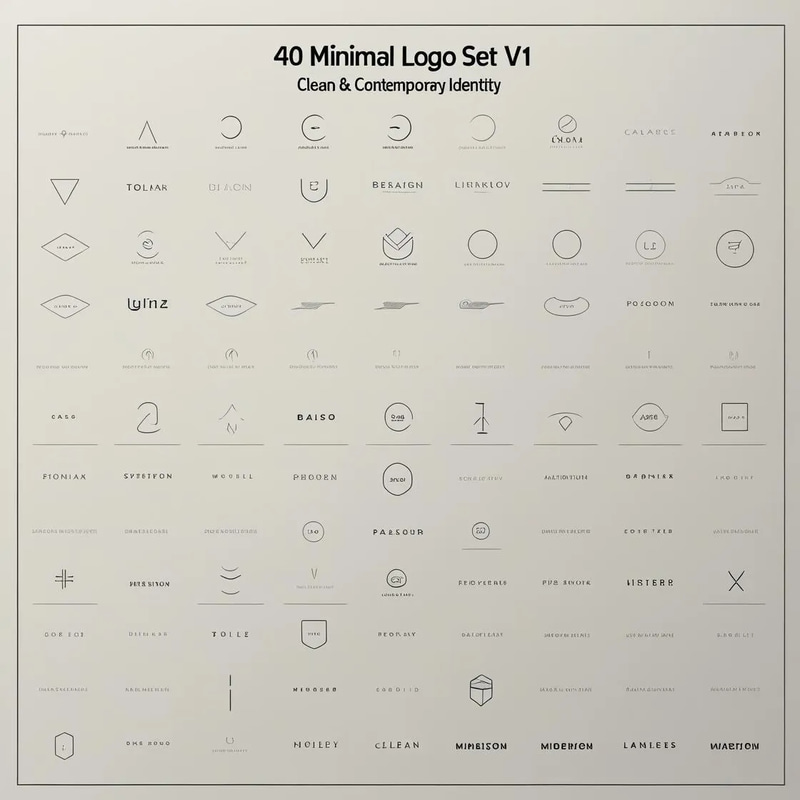40 Minimal Logo Set V1 - Clean and Contemporary Brand Identity Templates for Visionary Businesses
