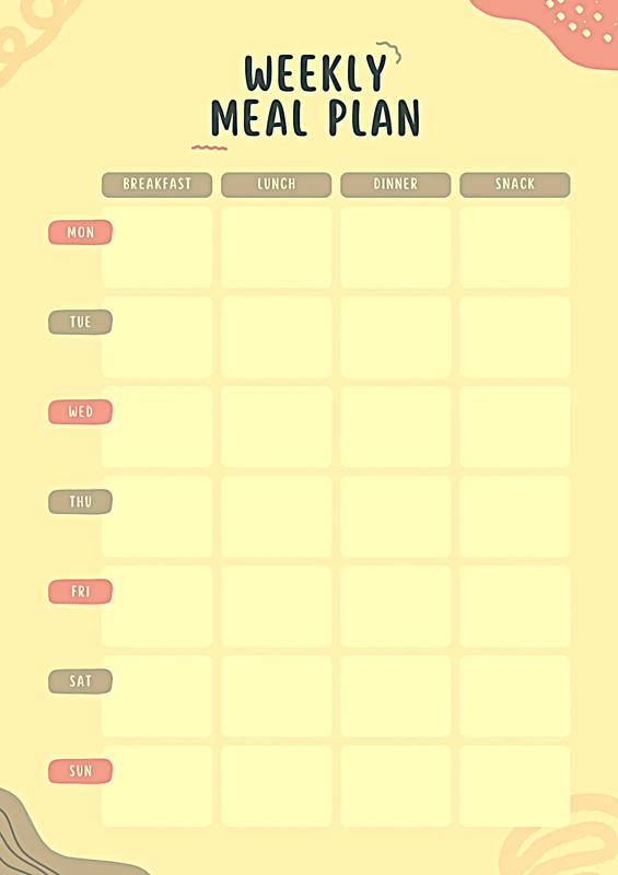 Weekly Meal Plan - Cream Abstract Layout - Modern Health & Fitness Planner for Balanced Meal Tracking and Lifestyle Management