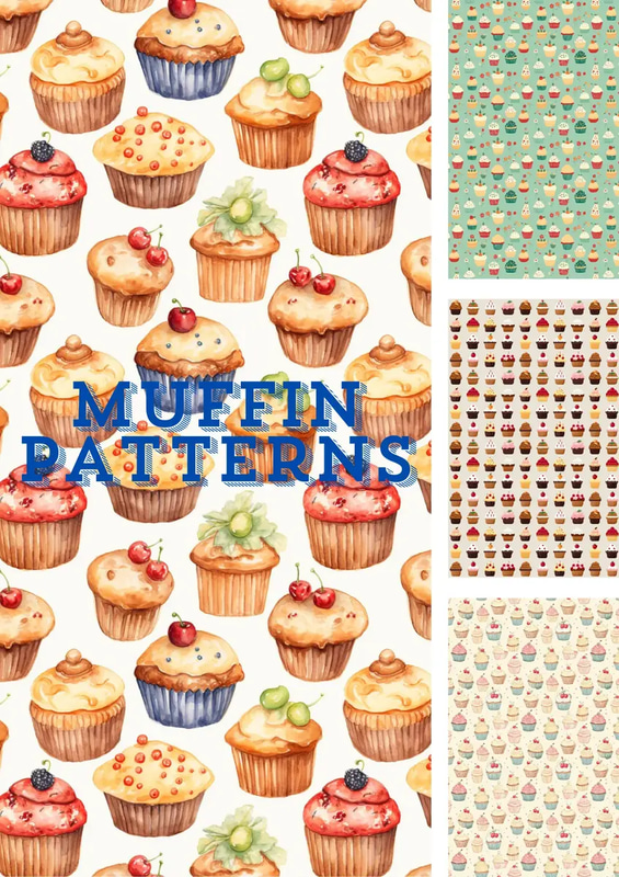 Muffin Kawaii Treat Patterns - Playful Anime-Inspired Digital Patterns for Creative Projects and Printables