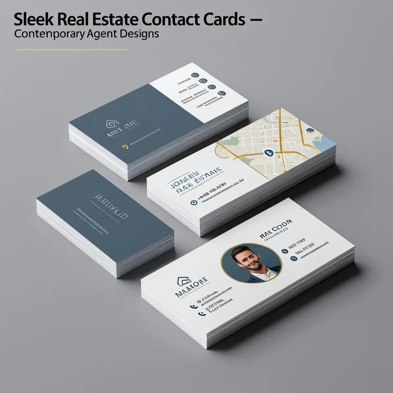Sleek Real Estate Contact Cards - Contemporary Agent Designs for Professional Branding and Client Engagement