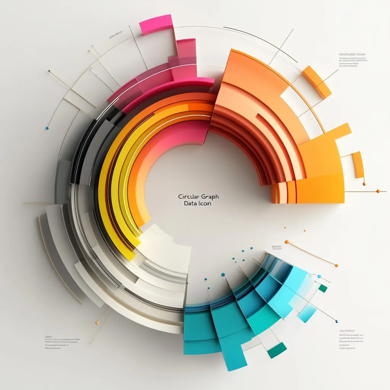 Circular Graph Data Icon - Modern 3D Template for Data Visualization and Interactive Presentations