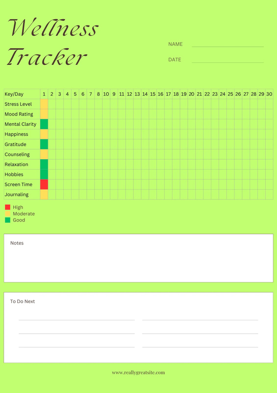 Track Well Wellness A4 Planning Sheet - Minimalist Wellness Organizer for Personal Growth and Daily Self-Care