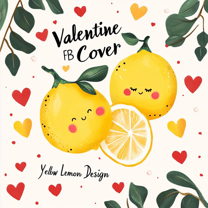 Valentine FB Cover - Yellow Lemon Design - Vibrant Social Media Cover Templates for Engaging Facebook Ads & Posts