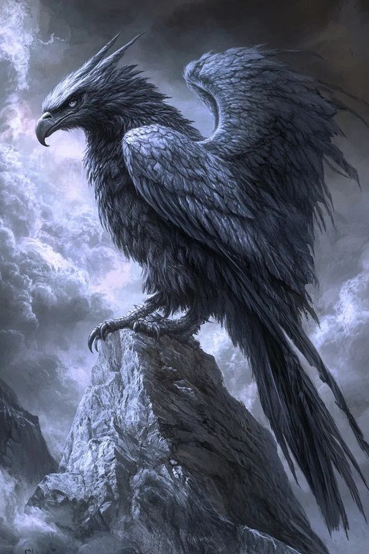 Fierce Griffin Perched on Cliff - Dark Mythical Creature Art for Bold Fantasy and Horror Projects