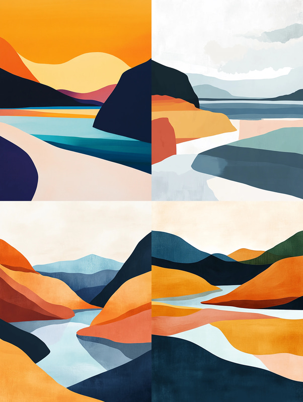 Abstract Landscape with Stylized Forms - Contemporary Digital Wall Art for Modern Spaces and Creative Interiors