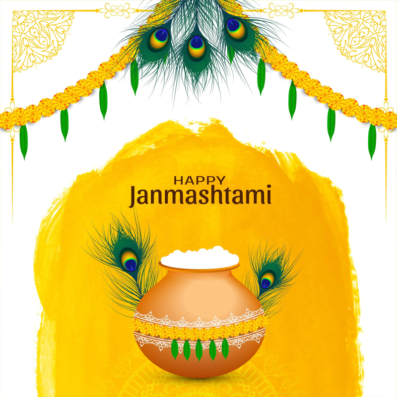 Janmashtami Poster - Lord Krishna Religious Celebration Design - Vibrant Spiritual Artwork for Festive Event Promotion and Community Engagement