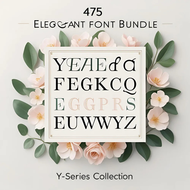 475 Elegant Font Bundle - Y Series Collection - Premium Serif & Script Fonts for Sophisticated Branding and Design Projects