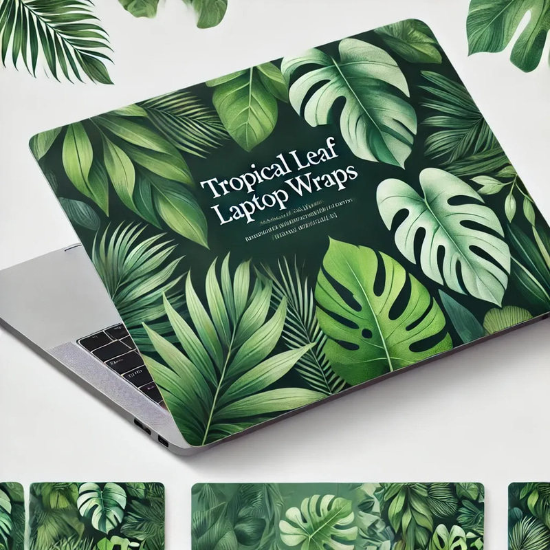 Tropical Leaf Laptop Wraps - Vibrant Tropical Leaf Laptop Skins for Personal and Professional Style Enhancement