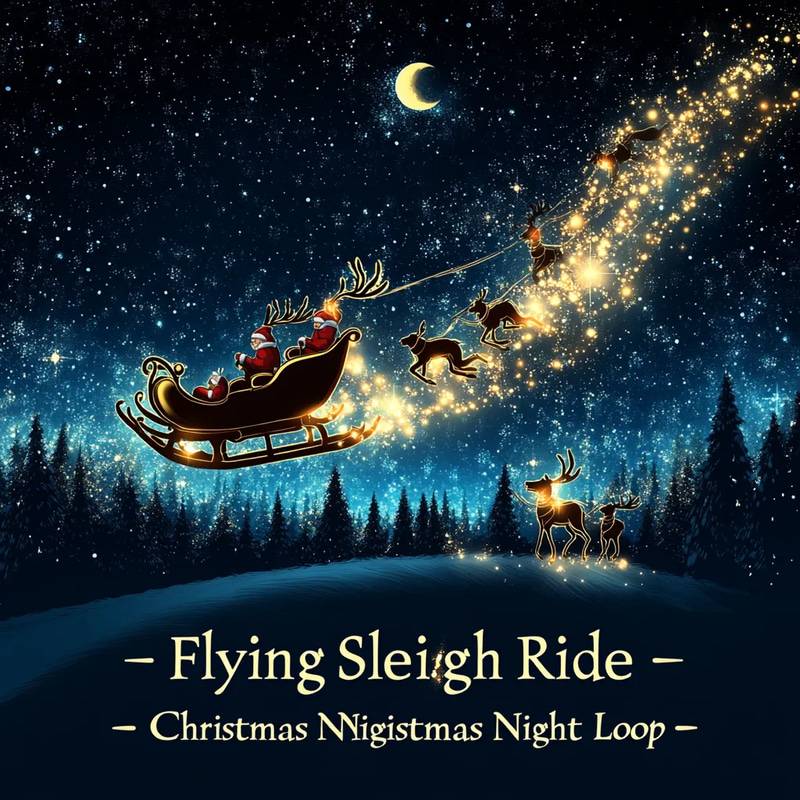 Flying Sleigh Ride - Christmas Night Sky Loop - Cinematic Holiday VFX for Festive Video Projects and Seasonal Content