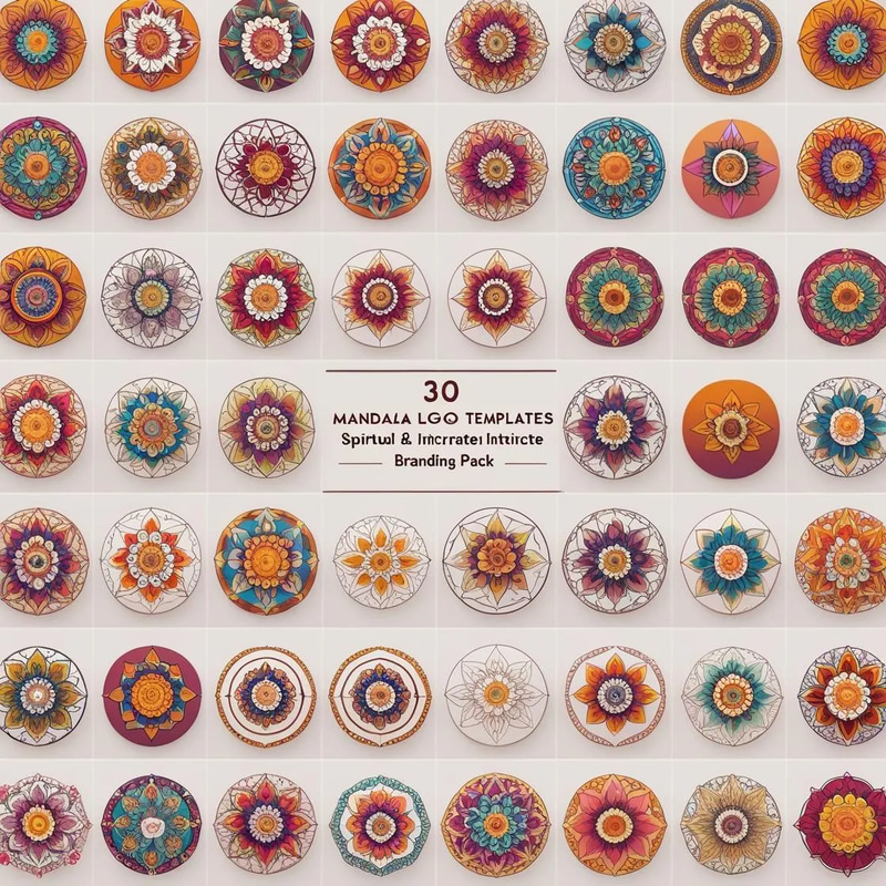 30 Mandala Logo Templates - Spiritual Intricate Branding Pack for Visionary Entrepreneurs and Creative Agencies