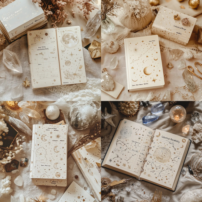 Celestial Beige Stars-Moon Weekly - Elegant Weekly Planner for Organized, Calm, and Inspired Daily Planning
