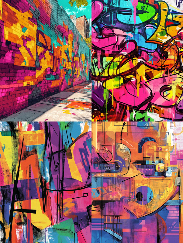 Sectioned Graffiti Wall Art - Urban Interactive Street Art for Creators and Community Engagement