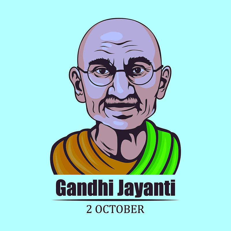 Gandhi Jayanti Poster - Mahatma Gandhi Face Illustration - Inspirational Event Poster for Cultural Celebrations and Social Campaigns
