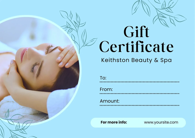 Soft Green Beauty Spa Gift Certificate - Elegant Virtual Certificate Template for Wellness and Spa Promotions