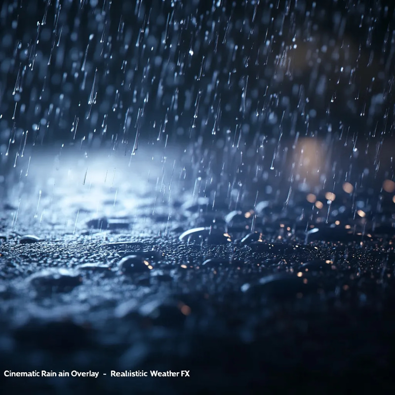 Cinematic Rain Overlay - Realistic Weather FX - Immersive Motion Graphics for Filmmakers and Video Creators