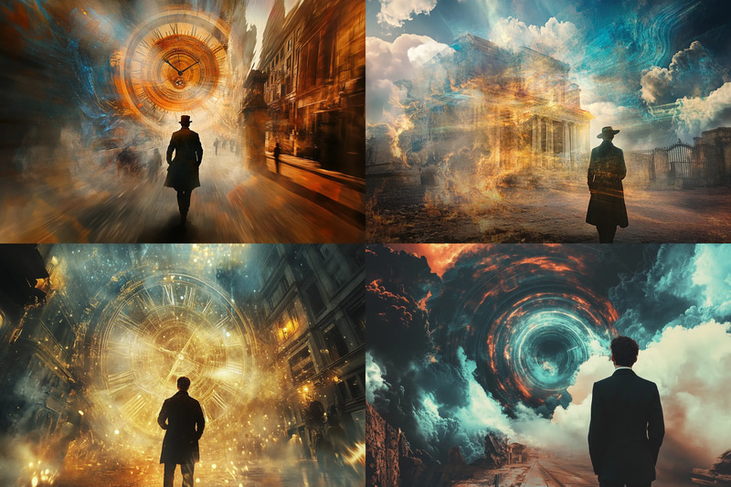 Time Traveler Witnessing History Change Before Their Eyes - Sci-Fi Digital Art for Futuristic Storytelling and Creative Projects
