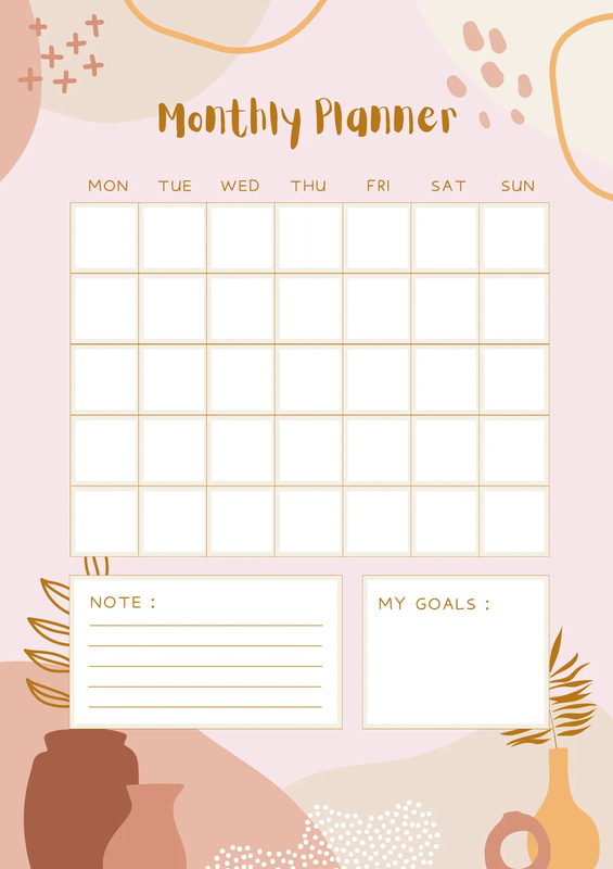 Blush Beige Aesthetic Monthly - Elegant Monthly Planner for Organized, Stylish Productivity and Time Management