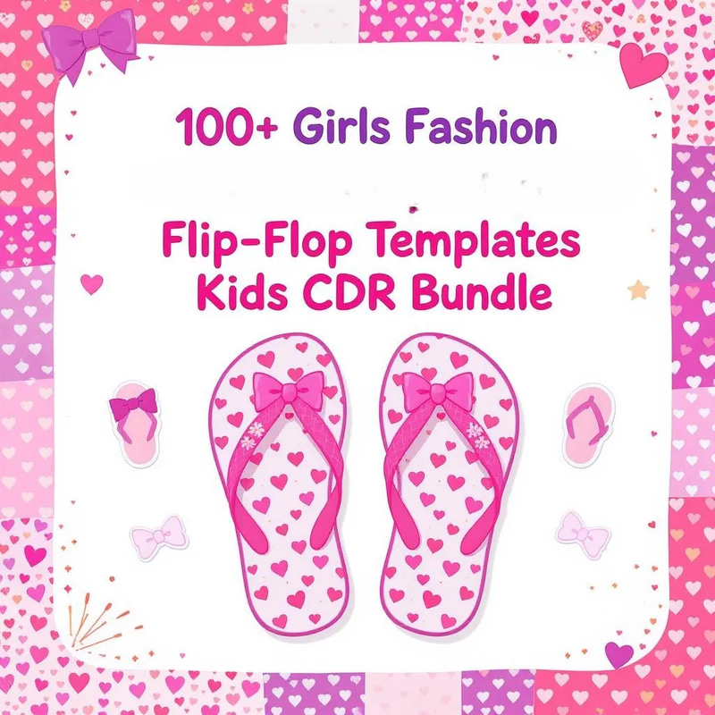 100+ Girls Fashion Flip-Flop Templates - Kids Stylish Vector Footwear Designs for Creative Fashion Projects 2025