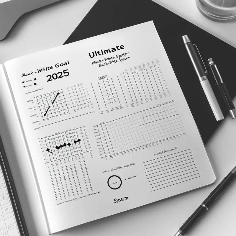 Ultimate 2025 Black-White Goal System - Sleek VisionMap Planner for Clear Goal Setting and Achievement