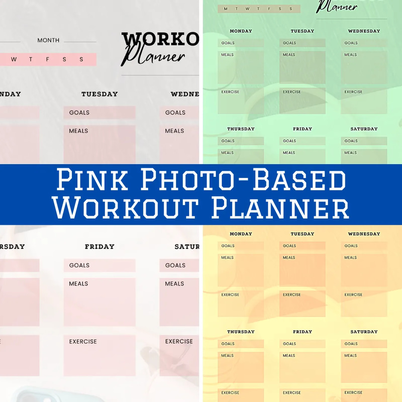 Pink Photo-Based Workout Planner - Vibrant Fitness Templates for Health Coaches and Lifestyle Brands