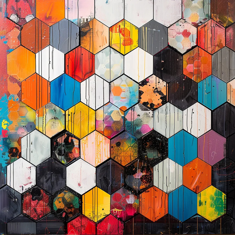 Geometric Abstract Contrasting Hexagons - Bold Geometric Abstract Art for Contemporary Creative Projects