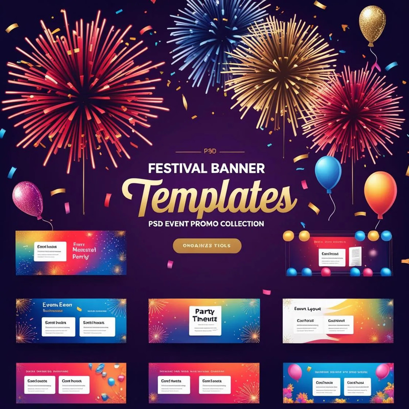 Festival Banner Templates - PSD Event Promo Collection - Premium Editable Social Media Graphics for Dynamic Event Promotion