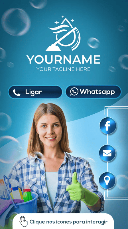 Cleaning Service Digital Business Card - PSD Template - Modern Editable Business Card Designs for Cleaning Professionals and Agencies