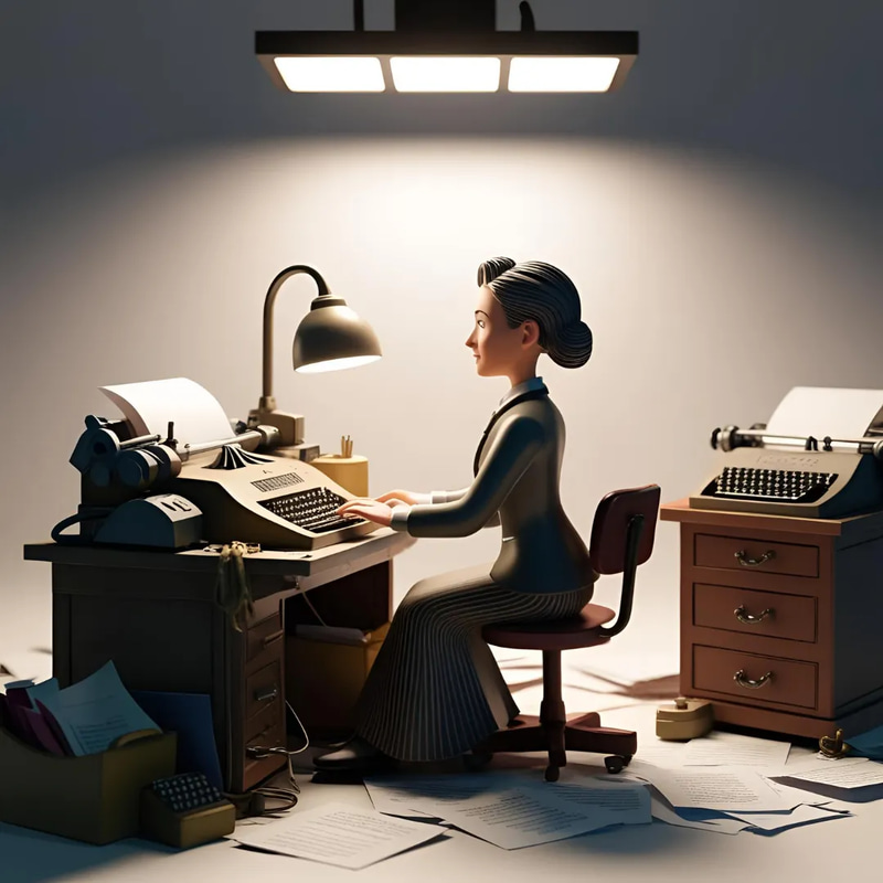 Desk Stenographer Miniature - Detailed 3D Printing Model for Creative Tech Projects and Collectors